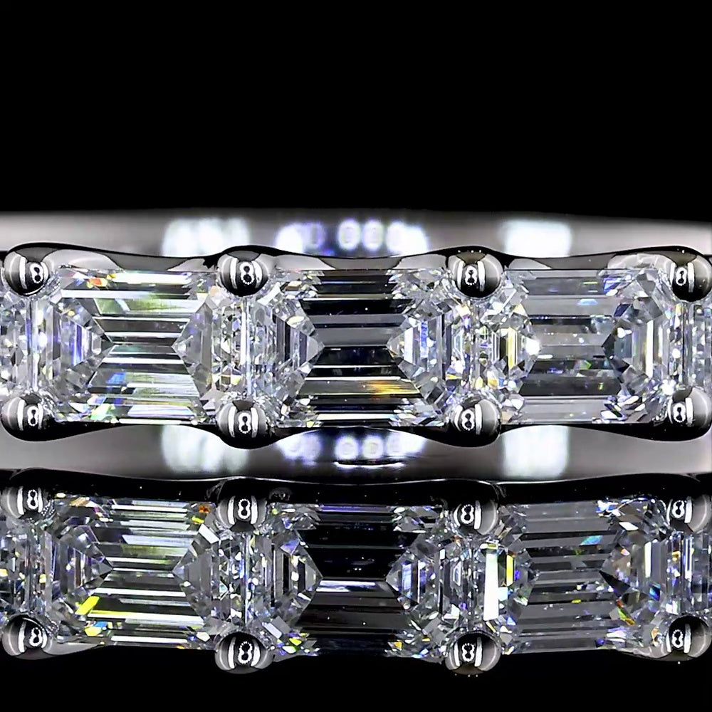 14K White Gold Half Eternity Band with 11 East-West Set Emerald Cut Lab Diamonds - 1.16 Carat Total Weight - Covaloro Fine Jewelry