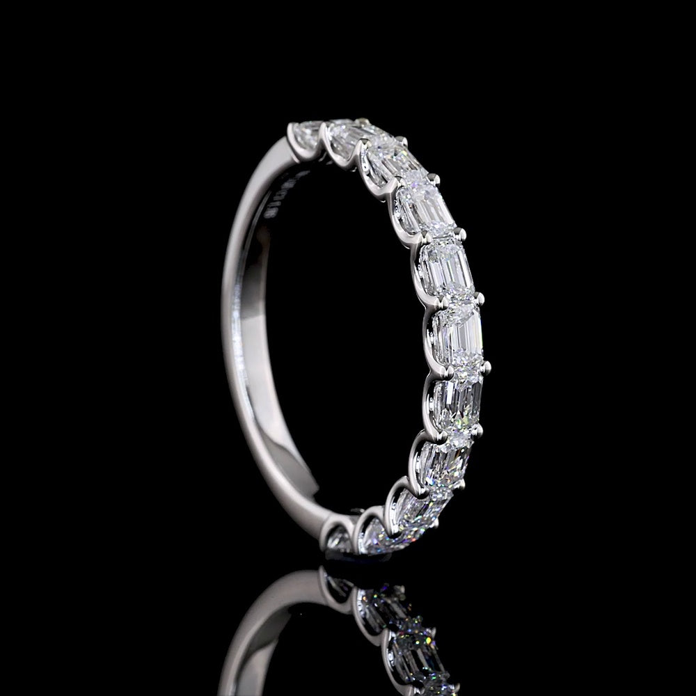 14K White Gold Half Eternity Band with 11 East-West Set Emerald Cut Lab Diamonds - 1.16 Carat Total Weight - Covaloro Fine Jewelry