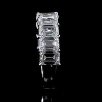 14K White Gold Half Eternity Band with 11 Emerald Cut Lab Diamonds - 5.05 Carats Total Diamond Weight, E-F Color VVS2 Clarity - Covaloro Fine Jewelry