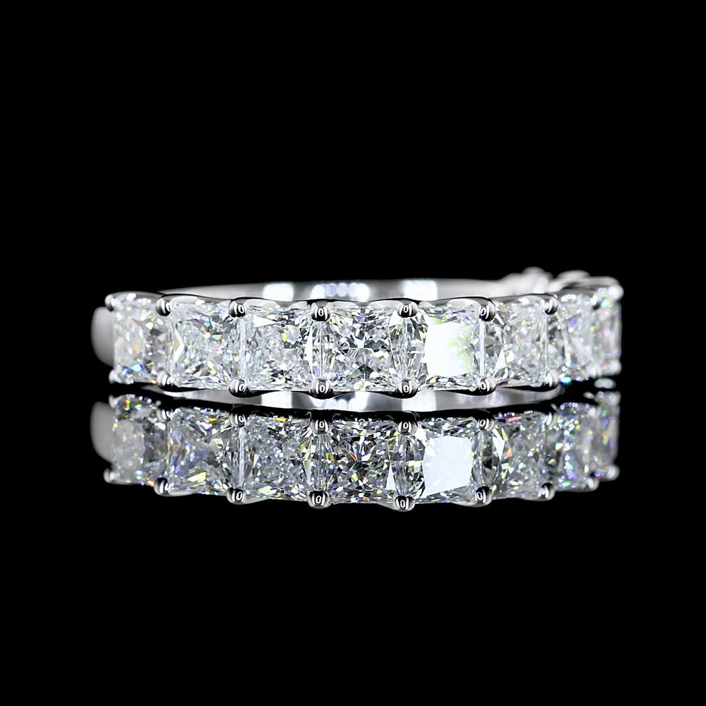 14K White Gold Half Eternity Band with 11 Prong Set Princess Cut Lab Diamonds - 1.98 Carat Total Diamond Weight - Covaloro Fine Jewelry