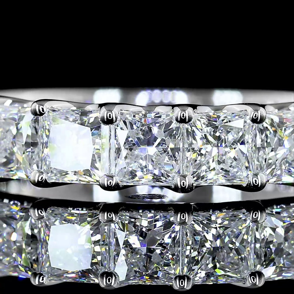 14K White Gold Half Eternity Band with 11 Prong Set Princess Cut Lab Diamonds - 1.98 Carat Total Diamond Weight - Covaloro Fine Jewelry