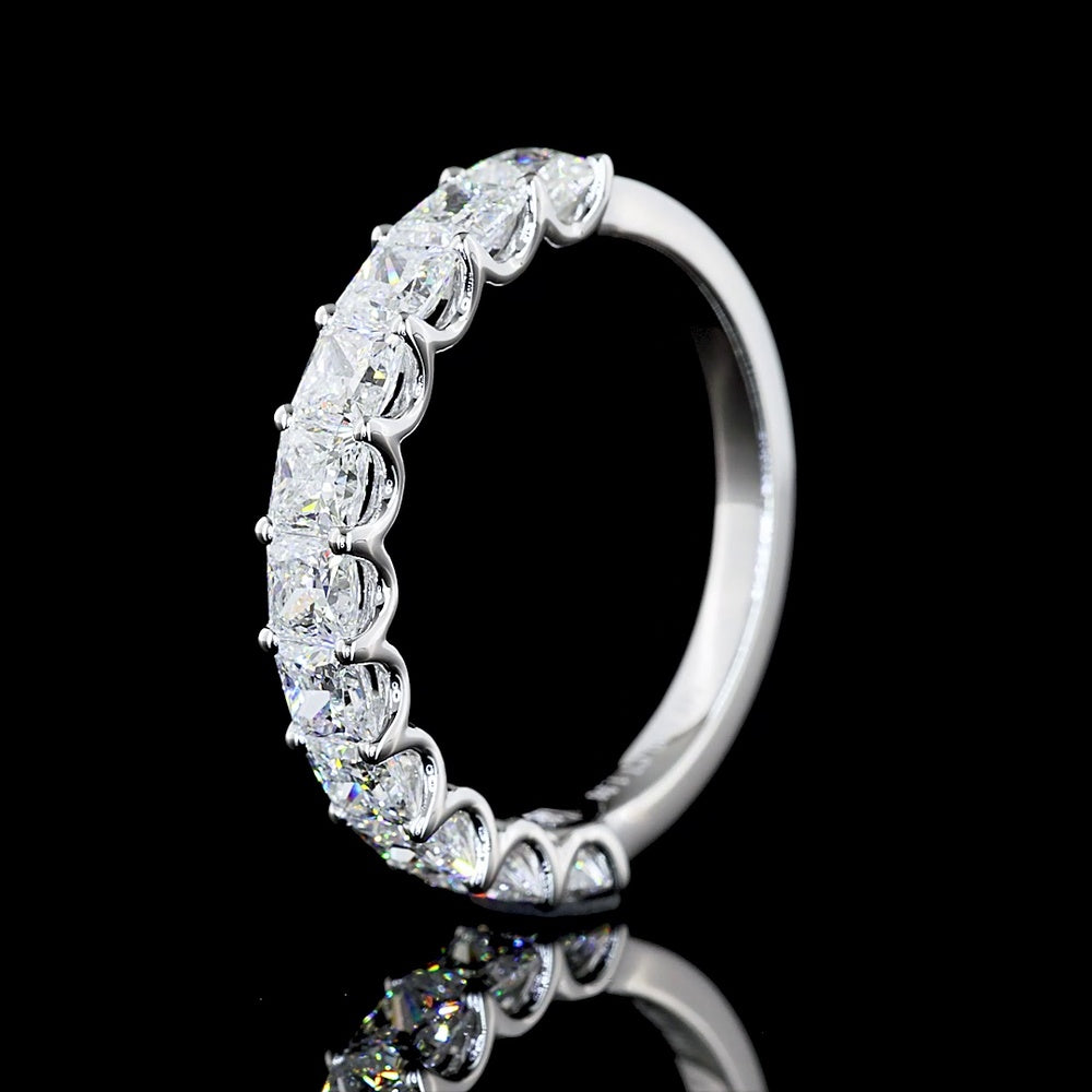 14K White Gold Half Eternity Band with 11 Prong Set Princess Cut Lab Diamonds - 1.98 Carat Total Diamond Weight - Covaloro Fine Jewelry