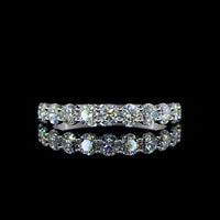 14K White Gold Half Eternity Band with 11 Prong Set Round Natural Diamonds - 1.06 Carat Total Diamond Weight - Covaloro Fine Jewelry