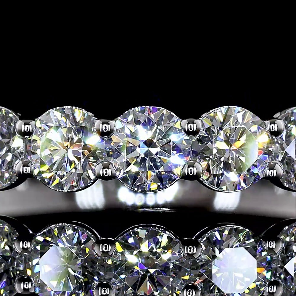 14K White Gold Half Eternity Band with 11 Prong Set Round Natural Diamonds - 1.06 Carat Total Diamond Weight - Covaloro Fine Jewelry
