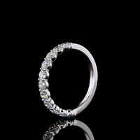 14K White Gold Half Eternity Band with 11 Prong Set Round Natural Diamonds - 1.06 Carat Total Diamond Weight - Covaloro Fine Jewelry