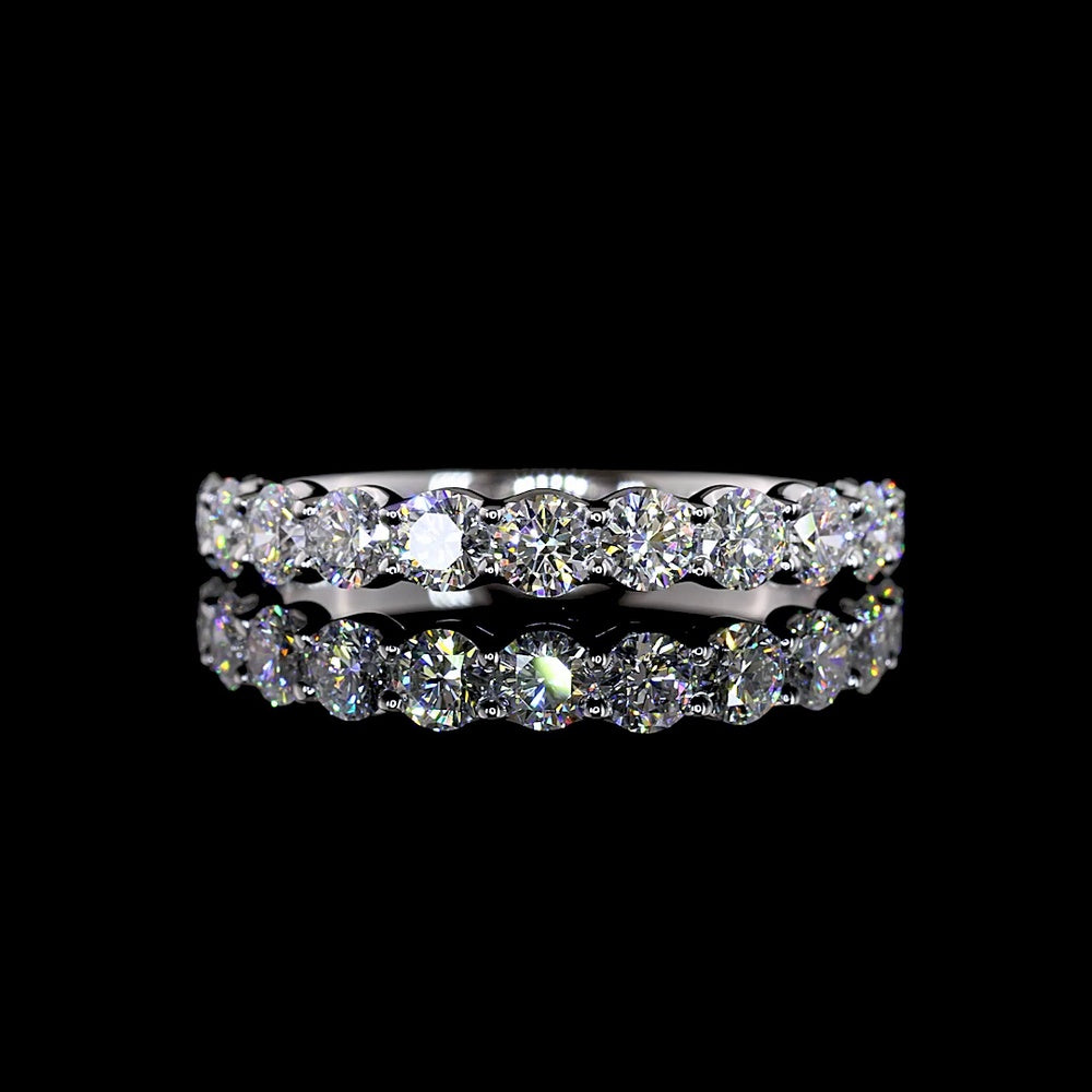 14K White Gold Half Eternity Band with 11 U-Prong Set Round Lab Diamonds - 1.00 Carat Total Weight, E-F Color VS1 Clarity - Covaloro Fine Jewelry