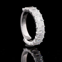 14K White Gold Half Eternity Band with 13 North-South Prong Set Emerald Cut Lab Diamonds - 3.97 Total Carat Weight, F VVS2 - Covaloro Fine Jewelry