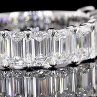 14K White Gold Half Eternity Band with 13 North-South Prong Set Emerald Cut Lab Diamonds - 3.97 Total Carat Weight, F VVS2 - Covaloro Fine Jewelry