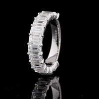 14K White Gold Half Eternity Band with 13 North-South Prong Set Emerald Cut Lab Diamonds - 3.97 Total Carat Weight, F VVS2 - Covaloro Fine Jewelry