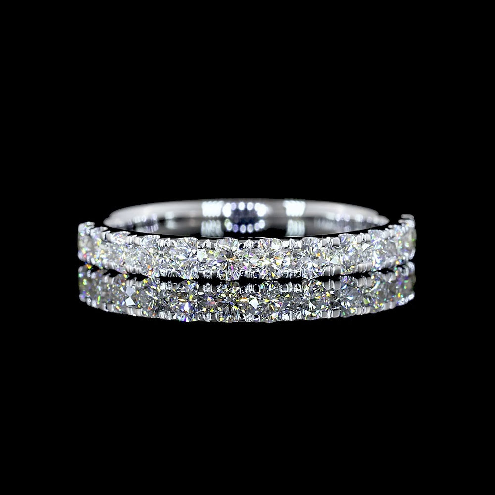 14K White Gold Half Eternity Band with 13 U-Prong Set Round Lab Diamonds - 0.67 Carat Total Weight, E-F Color, VS Clarity - Covaloro Fine Jewelry