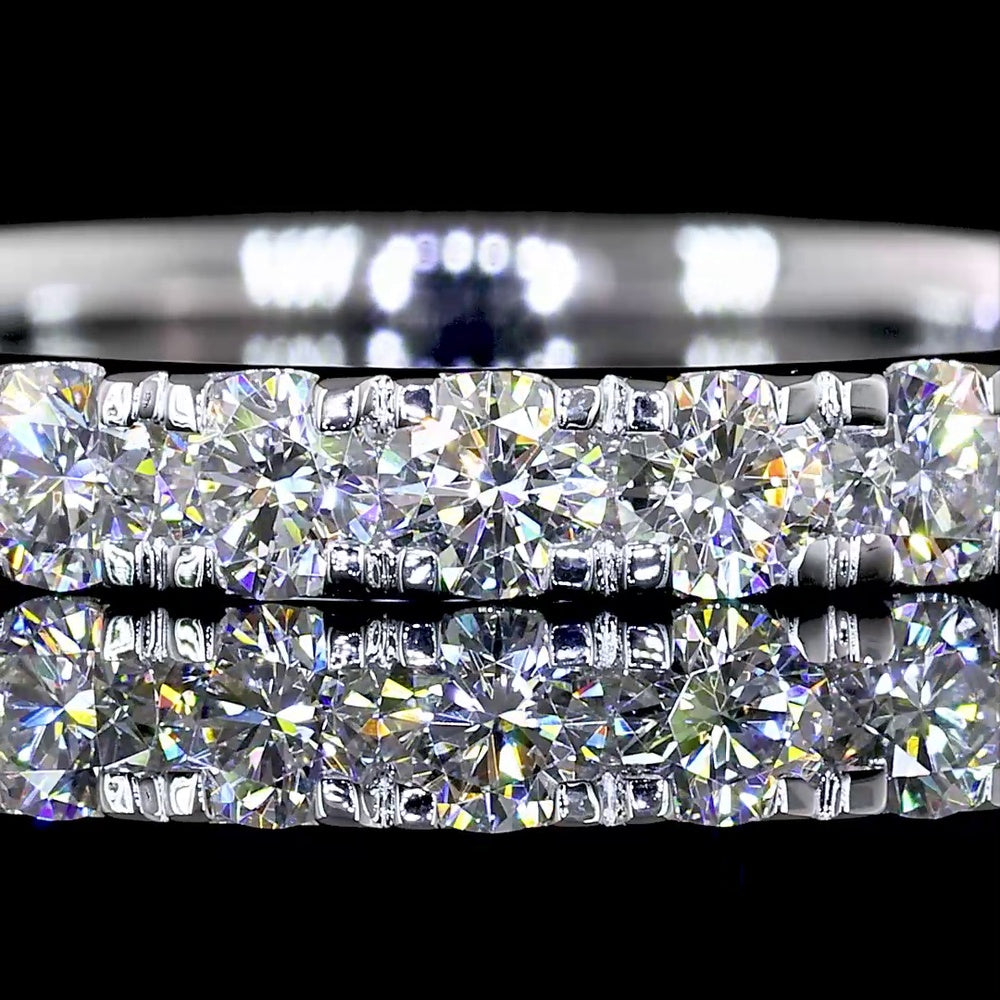 14K White Gold Half Eternity Band with 13 U-Prong Set Round Lab Diamonds - 0.67 Carat Total Weight, E-F Color, VS Clarity - Covaloro Fine Jewelry
