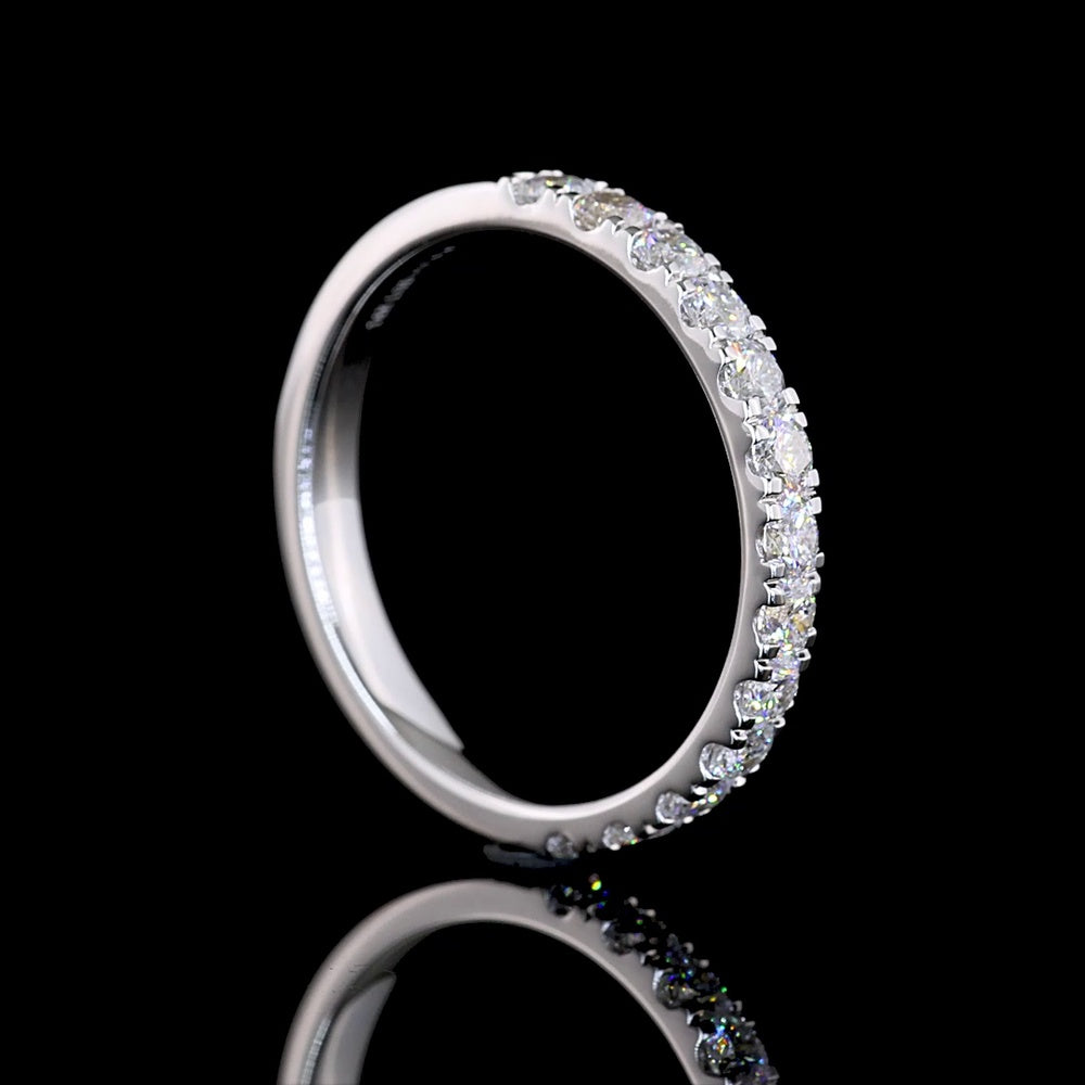 14K White Gold Half Eternity Band with 13 U-Prong Set Round Lab Diamonds - 0.67 Carat Total Weight, E-F Color, VS Clarity - Covaloro Fine Jewelry
