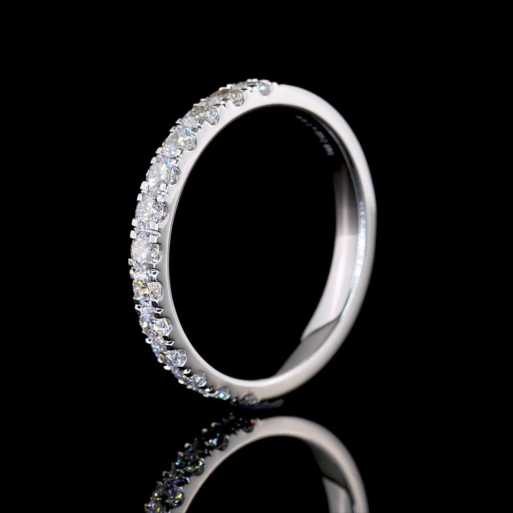 14K White Gold Half Eternity Band with 13 U-Prong Set Round Lab Diamonds - 0.67 Carat Total Weight, E-F Color, VS Clarity - Covaloro Fine Jewelry