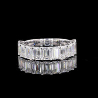 14K White Gold Half Eternity Band with 7 East-West Set Emerald Cut Lab Diamonds - 1.97 Carats Total Diamond Weight - Covaloro Fine Jewelry