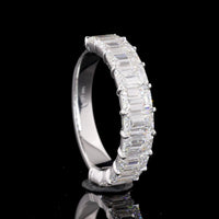 14K White Gold Half Eternity Band with 7 East-West Set Emerald Cut Lab Diamonds - 1.97 Carats Total Diamond Weight - Covaloro Fine Jewelry
