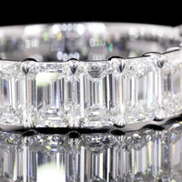 14K White Gold Half Eternity Band with 7 East-West Set Emerald Cut Lab Diamonds - 1.97 Carats Total Diamond Weight - Covaloro Fine Jewelry