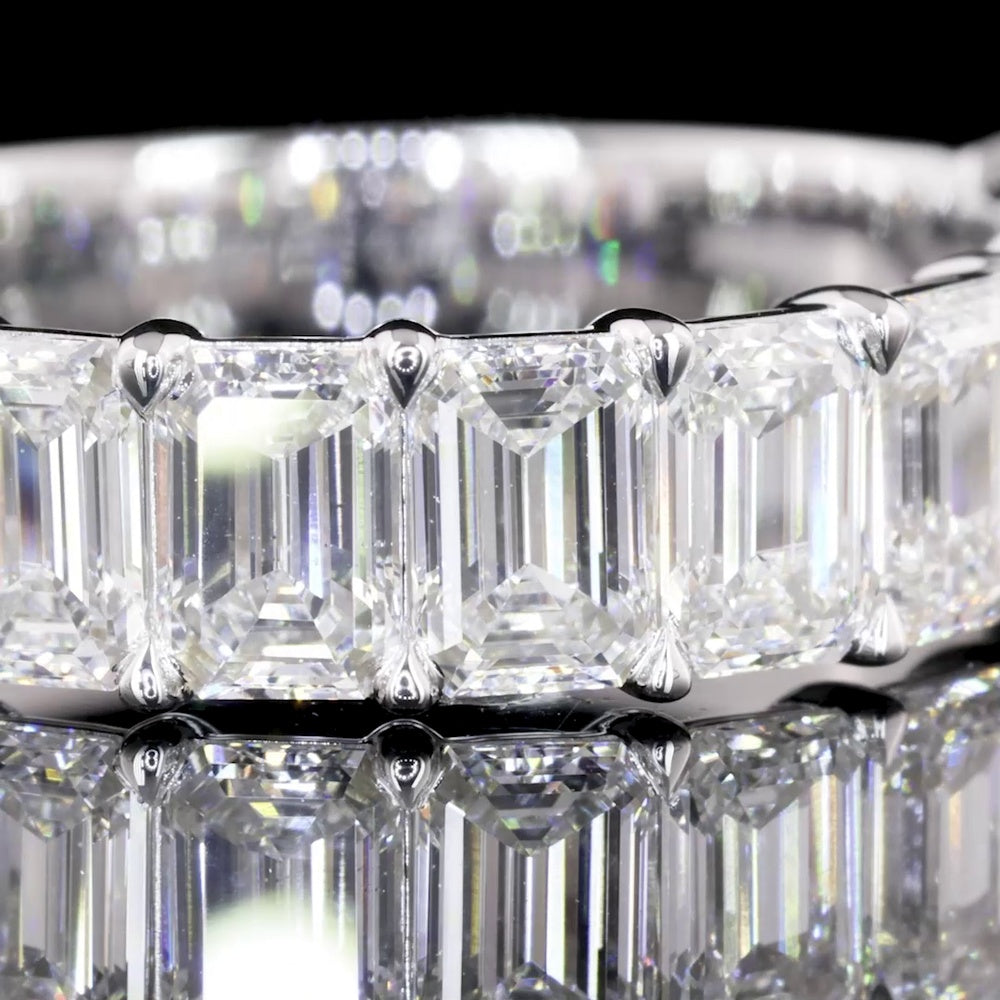14K White Gold Half Eternity Band with 7 East-West Set Emerald Cut Lab Diamonds - 1.97 Carats Total Diamond Weight - Covaloro Fine Jewelry