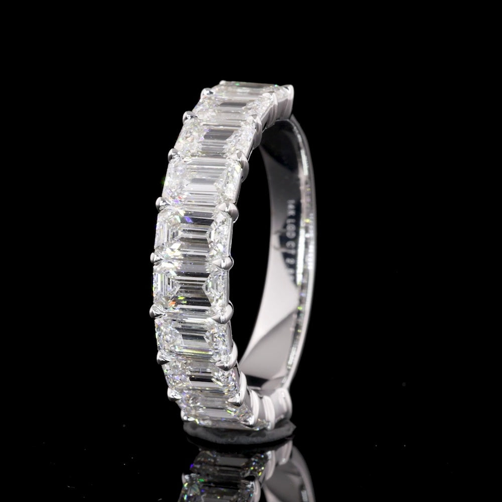 14K White Gold Half Eternity Band with 7 East-West Set Emerald Cut Lab Diamonds - 1.97 Carats Total Diamond Weight - Covaloro Fine Jewelry