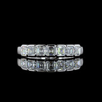 14K White Gold Half Eternity Band with 7 Half-Bezel Set Asscher Cut Lab Diamonds - 0.93 Carats Total Diamond Weight - Covaloro Fine Jewelry