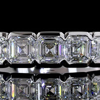 14K White Gold Half Eternity Band with 7 Half-Bezel Set Asscher Cut Lab Diamonds - 0.93 Carats Total Diamond Weight - Covaloro Fine Jewelry