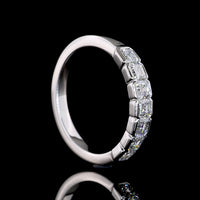 14K White Gold Half Eternity Band with 7 Half-Bezel Set Asscher Cut Lab Diamonds - 0.93 Carats Total Diamond Weight - Covaloro Fine Jewelry