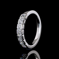 14K White Gold Half Eternity Band with 7 Half-Bezel Set Asscher Cut Lab Diamonds - 0.93 Carats Total Diamond Weight - Covaloro Fine Jewelry