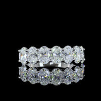 14K White Gold Half Eternity Band with 7 North-South Oval Cut Lab Diamonds - 1.74 Carat Total Weight, E-F Color VS Clarity - Covaloro Fine Jewelry