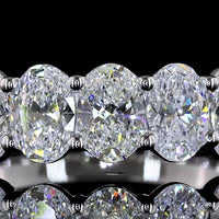 14K White Gold Half Eternity Band with 7 North-South Oval Cut Lab Diamonds - 1.74 Carat Total Weight, E-F Color VS Clarity - Covaloro Fine Jewelry