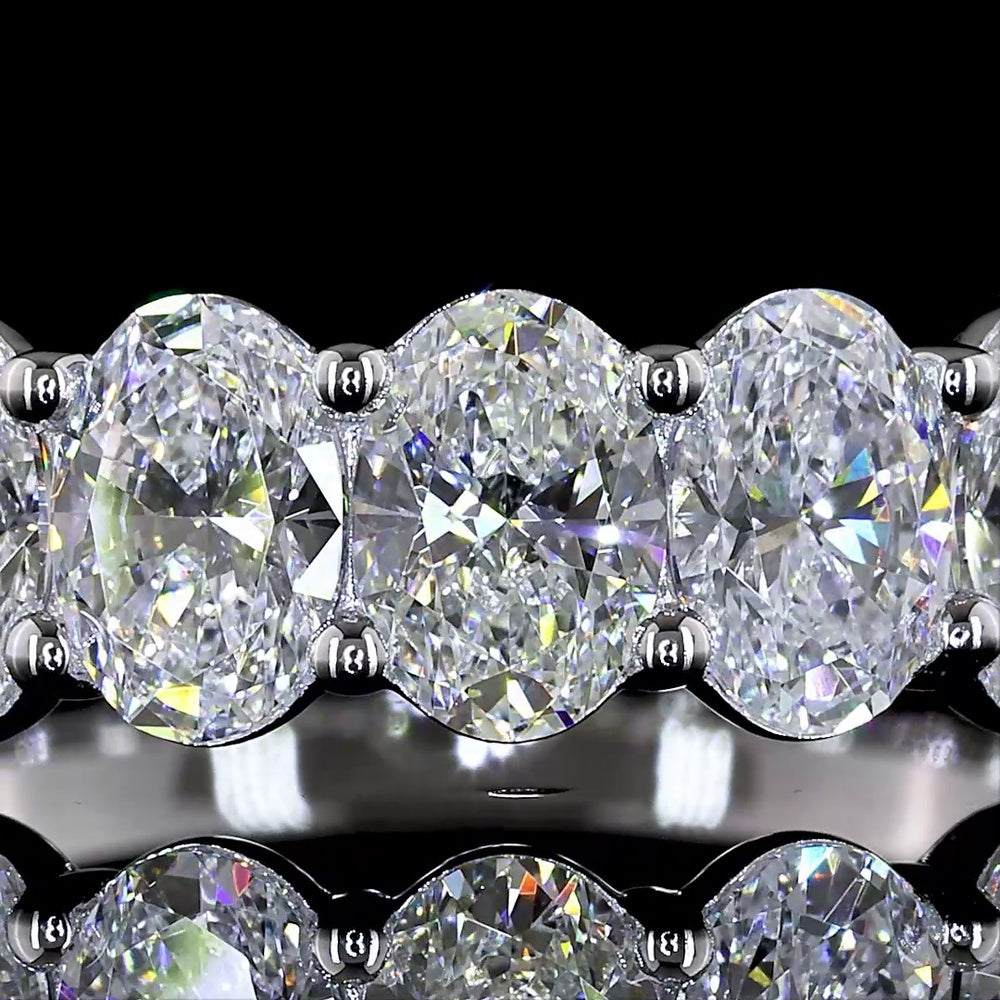 14K White Gold Half Eternity Band with 7 North-South Oval Cut Lab Diamonds - 1.74 Carat Total Weight, E-F Color VS Clarity - Covaloro Fine Jewelry