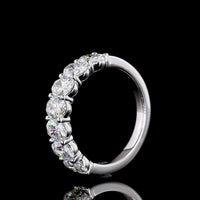 14K White Gold Half Eternity Band with 7 North-South Oval Cut Lab Diamonds - 1.74 Carat Total Weight, E-F Color VS Clarity - Covaloro Fine Jewelry