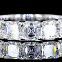 14K White Gold Half Eternity Band with 9 Asscher Cut Lab Grown Diamonds - 2.80 Carat Total Diamond Weight, E-F Color VS Clarity, U-Prong Setting - Covaloro Fine Jewelry