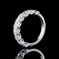 14K White Gold Half Eternity Band with 9 Asscher Cut Lab Grown Diamonds - 2.80 Carat Total Diamond Weight, E-F Color VS Clarity, U-Prong Setting - Covaloro Fine Jewelry