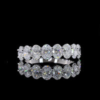 14K White Gold Half Eternity Band with 9 Oval Cut Lab Diamonds - 2.00 Total Carat Weight, E-F Color VS Clarity - Covaloro Fine Jewelry