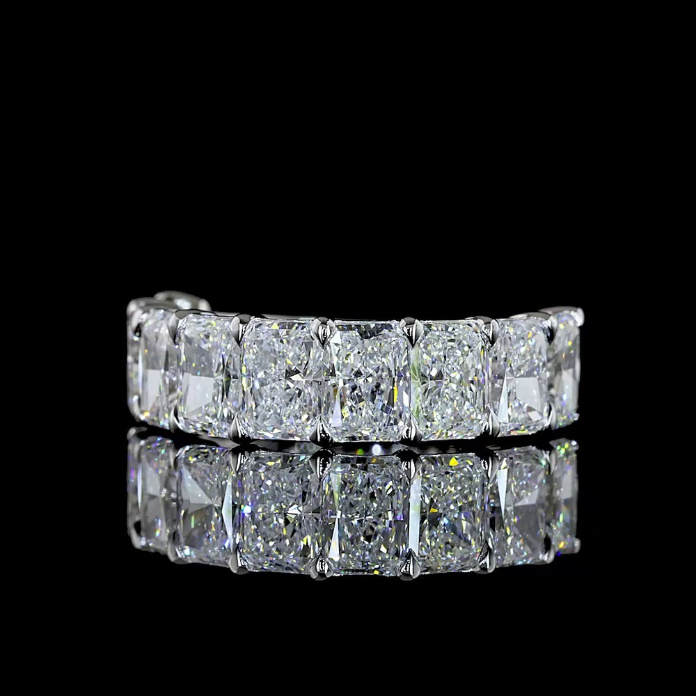 14K White Gold Half Eternity Band with 9 Prong Set Radiant Cut Lab Diamonds - 4.08 Carats Total Diamond Weight - Covaloro Fine Jewelry