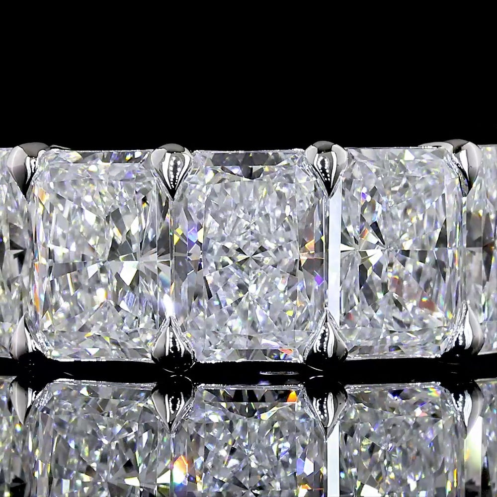 14K White Gold Half Eternity Band with 9 Prong Set Radiant Cut Lab Diamonds - 4.08 Carats Total Diamond Weight - Covaloro Fine Jewelry