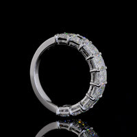 14K White Gold Half Eternity Band with 9 Prong Set Radiant Cut Lab Diamonds - 4.08 Carats Total Diamond Weight - Covaloro Fine Jewelry