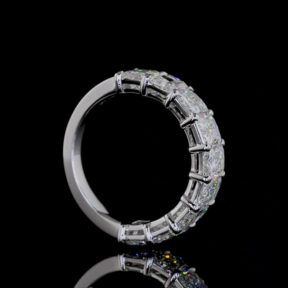 14K White Gold Half Eternity Band with 9 Prong Set Radiant Cut Lab Diamonds - 4.08 Carats Total Diamond Weight - Covaloro Fine Jewelry