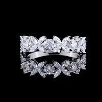 14K White Gold Half Eternity Band with Alternating Marquise and Round Brilliant Lab Diamonds - 1.32 Carats Total Diamond Weight - Covaloro Fine Jewelry