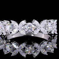 14K White Gold Half Eternity Band with Alternating Marquise and Round Brilliant Lab Diamonds - 1.32 Carats Total Diamond Weight - Covaloro Fine Jewelry