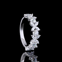 14K White Gold Half Eternity Band with Alternating Marquise and Round Brilliant Lab Diamonds - 1.32 Carats Total Diamond Weight - Covaloro Fine Jewelry