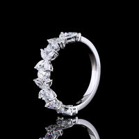 14K White Gold Half Eternity Band with Alternating Marquise and Round Brilliant Lab Diamonds - 1.32 Carats Total Diamond Weight - Covaloro Fine Jewelry