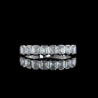 14K White Gold Half Eternity Band with Bezel Set Emerald Cut Lab Diamonds - 0.74 Carats Total Diamond Weight - Covaloro Fine Jewelry