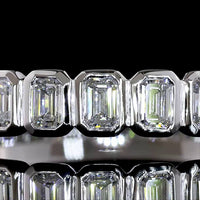 14K White Gold Half Eternity Band with Bezel Set Emerald Cut Lab Diamonds - 0.74 Carats Total Diamond Weight - Covaloro Fine Jewelry