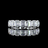 14K White Gold Half Eternity Band with Bezel Set Emerald Cut Lab Diamonds - 1.00 Carat Total Diamond Weight - Covaloro Fine Jewelry