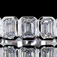 14K White Gold Half Eternity Band with Bezel Set Emerald Cut Lab Diamonds - 1.00 Carat Total Diamond Weight - Covaloro Fine Jewelry