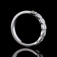 14K White Gold Half Eternity Band with Bezel Set Emerald Cut Lab Diamonds - 1.00 Carat Total Diamond Weight - Covaloro Fine Jewelry