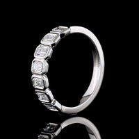 14K White Gold Half Eternity Band with Bezel Set Emerald Cut Lab Diamonds - 1.00 Carat Total Diamond Weight - Covaloro Fine Jewelry