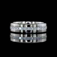 14K White Gold Half Eternity Band with Channel Set Princess Cut Lab Diamonds - 1.04 Carat Total Diamond Weight - Covaloro Fine Jewelry