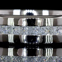 14K White Gold Half Eternity Band with Channel Set Princess Cut Lab Diamonds - 1.04 Carat Total Diamond Weight - Covaloro Fine Jewelry