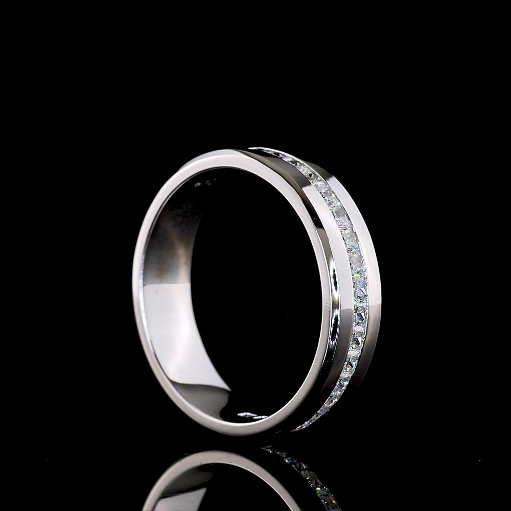 14K White Gold Half Eternity Band with Channel Set Princess Cut Lab Diamonds - 1.04 Carat Total Diamond Weight - Covaloro Fine Jewelry